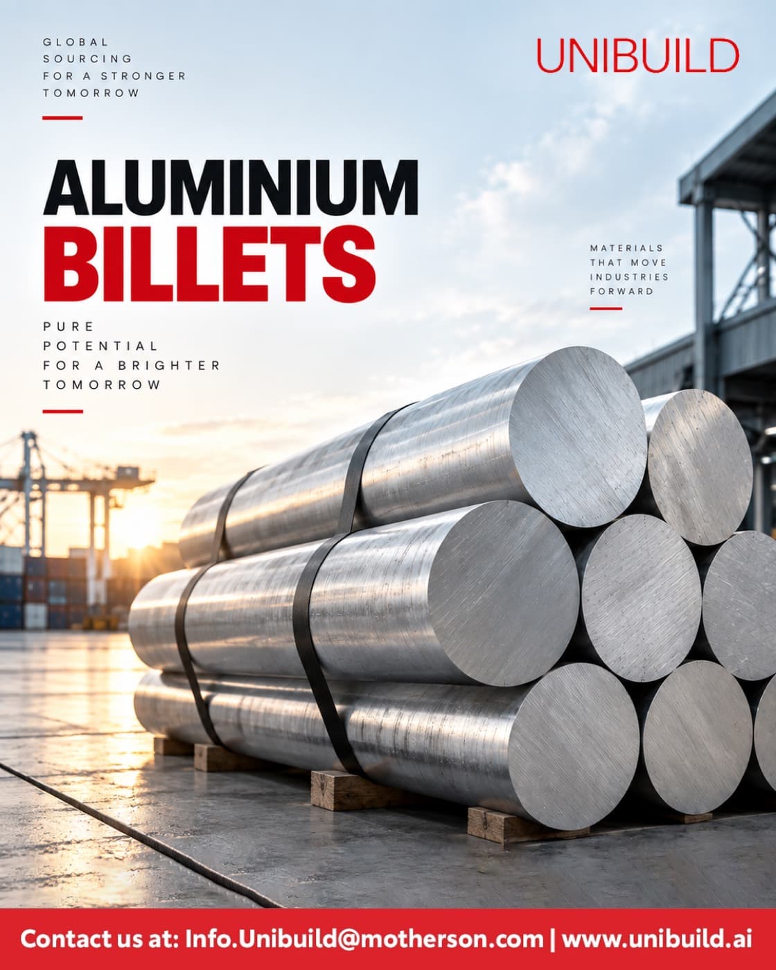 Unibuild billets at a port