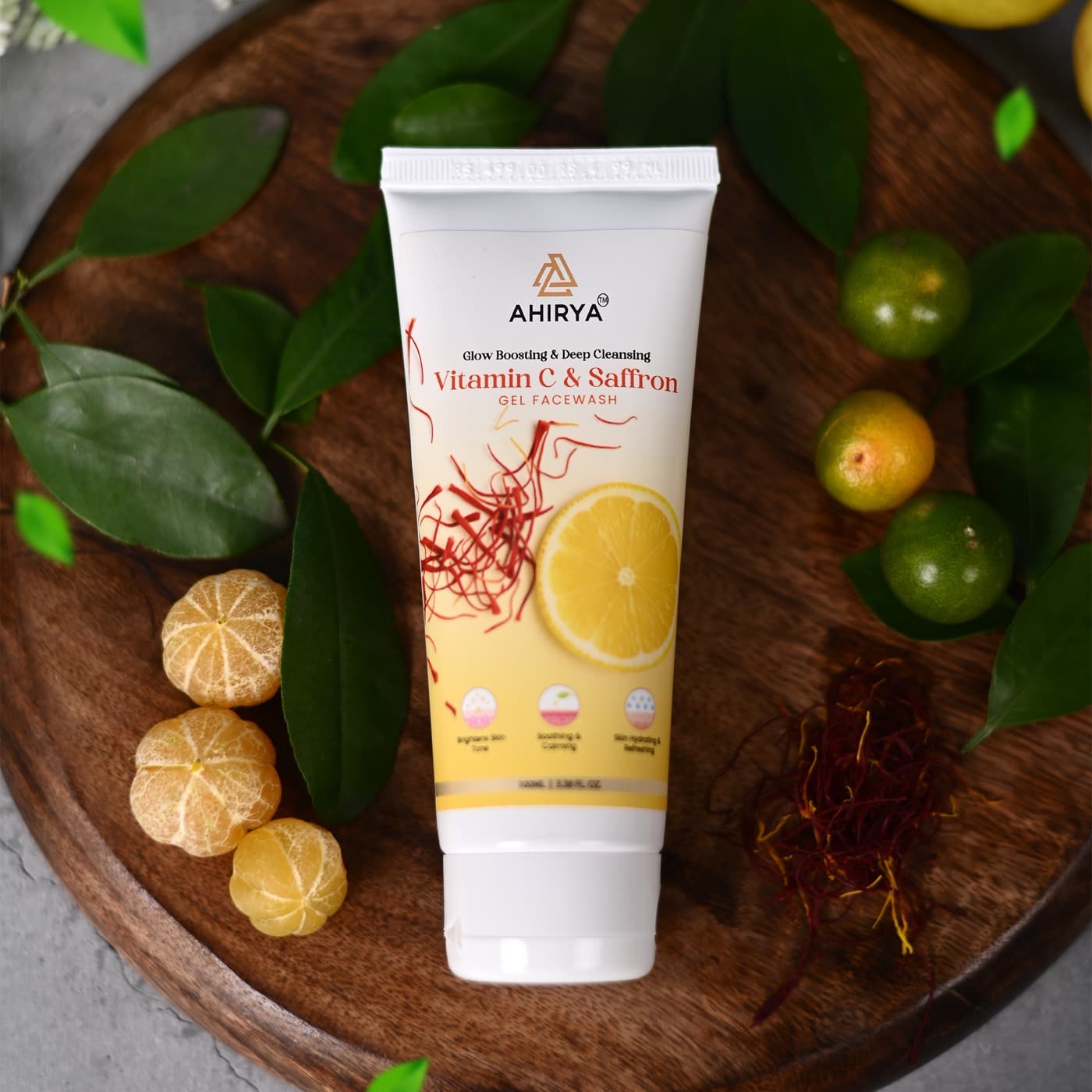 Ahirya facewash styled with citrus and saffron