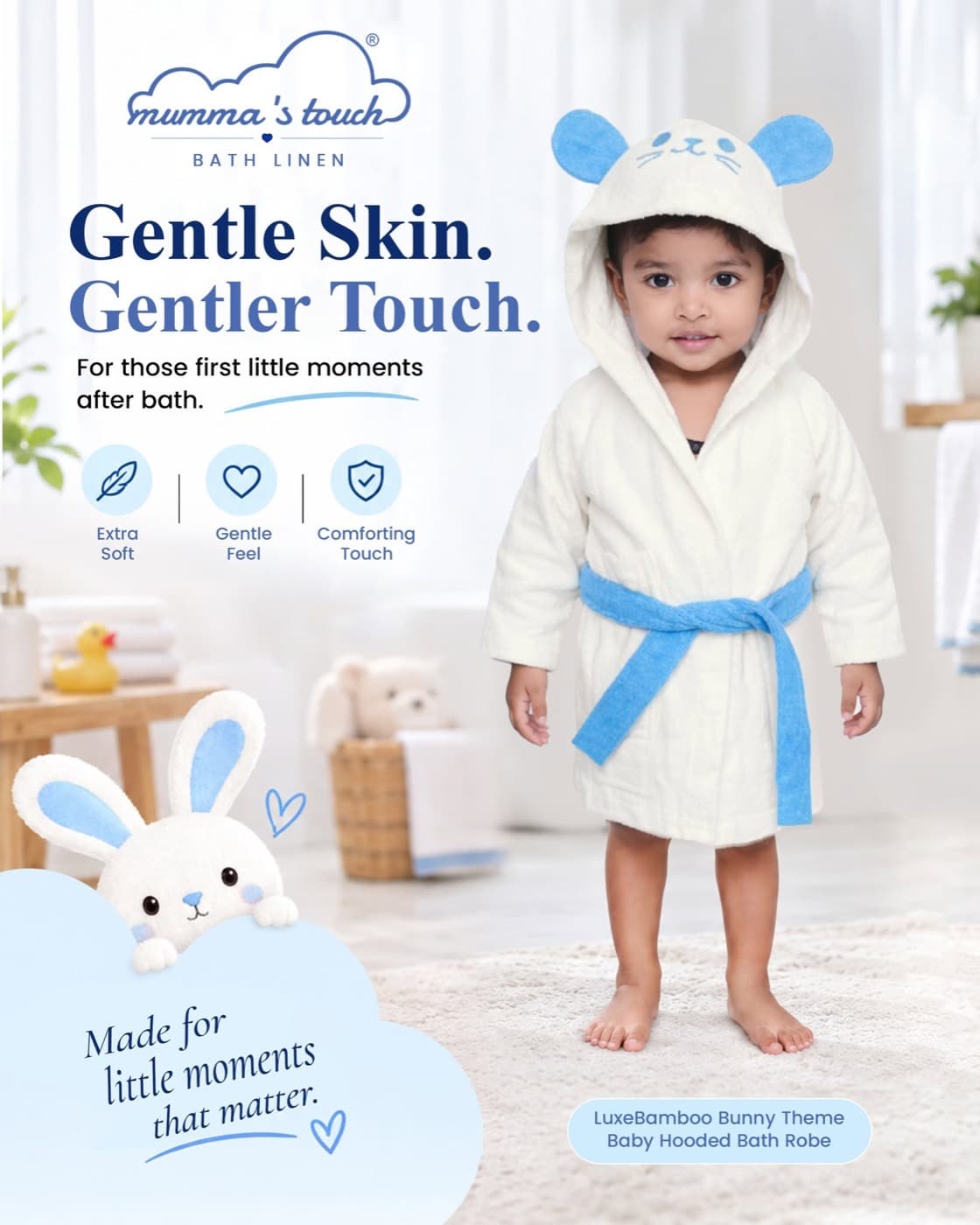 Mumma's Touch baby hooded robe