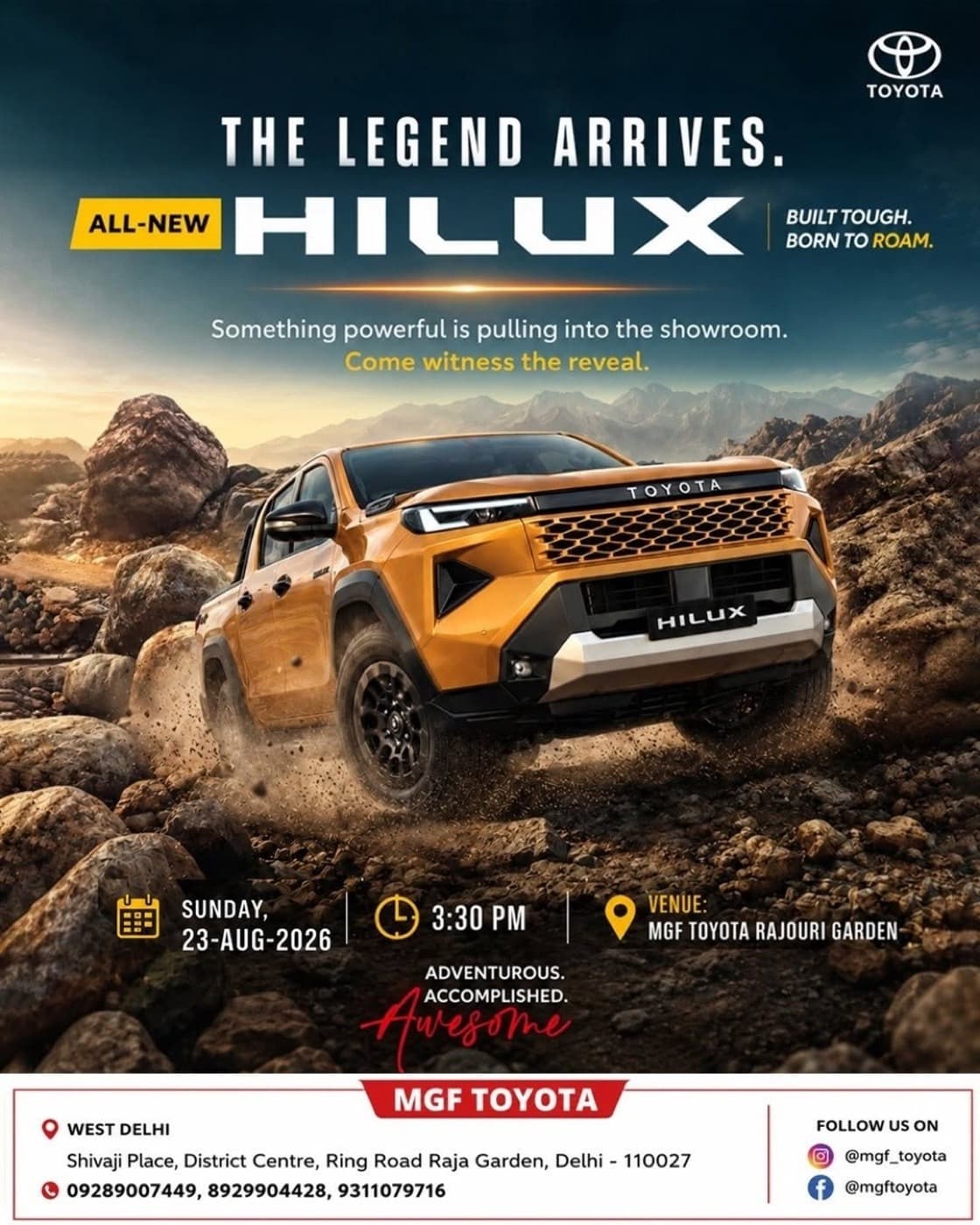 MGF Toyota Hilux reveal invitation