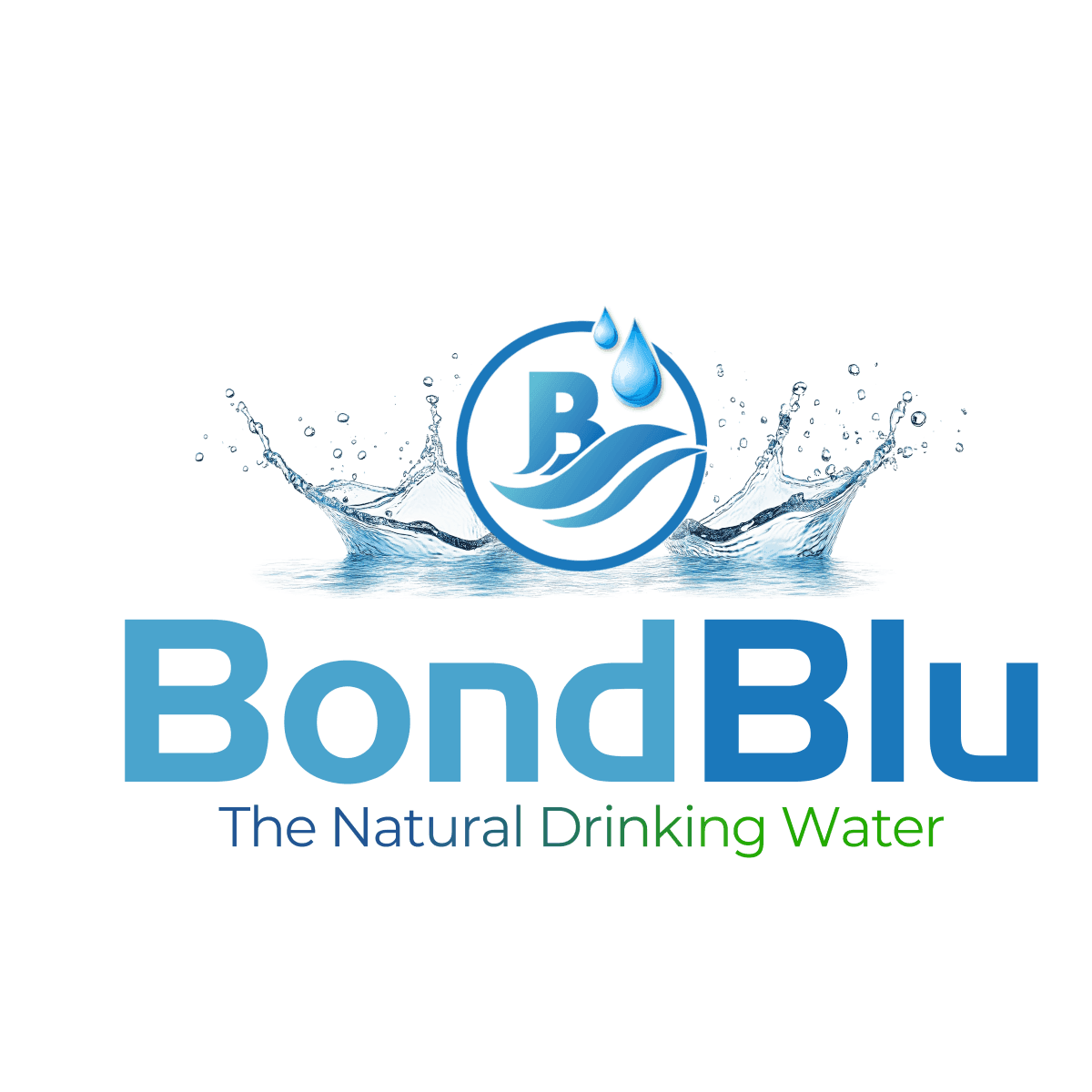 BondBlu monogram above a water splash