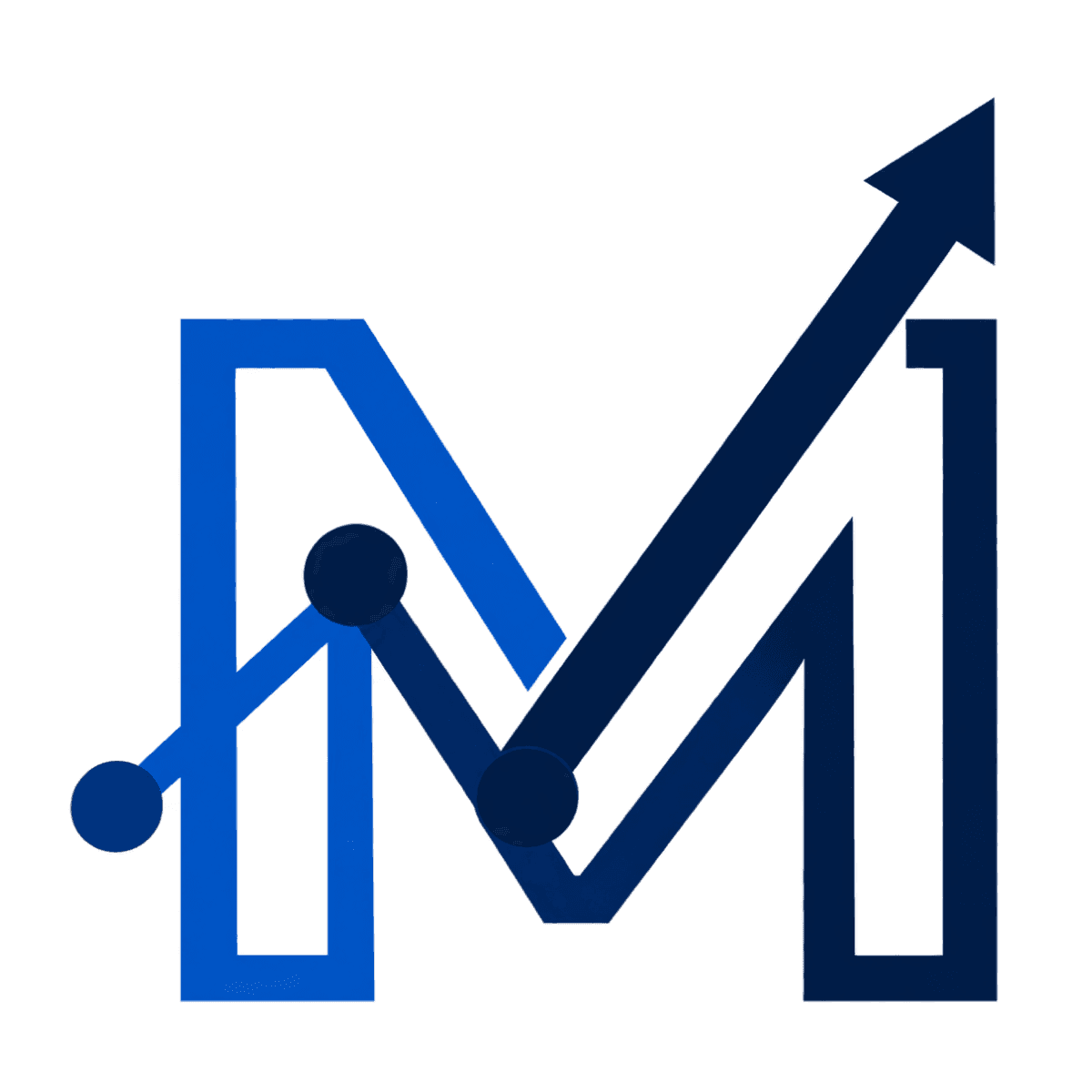 Mantra symbol of an M formed by a rising chart